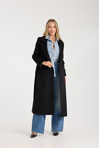 ŞEYDA ERTEM Μαύρο παλτό σφραγίδας