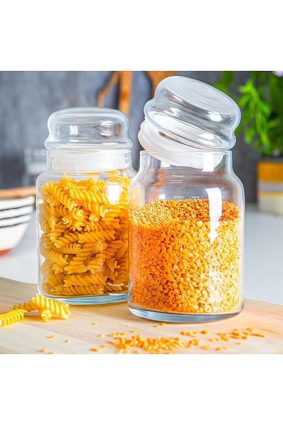 Generic اوعية تخزين زجاج شفاف بغطاء محكم 2 قطعة