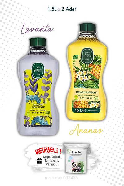 Eyüp Sabri Tuncer Hawaiian Pineapple and Alacati Lavender with 1.5L Liquid Soap Rosie