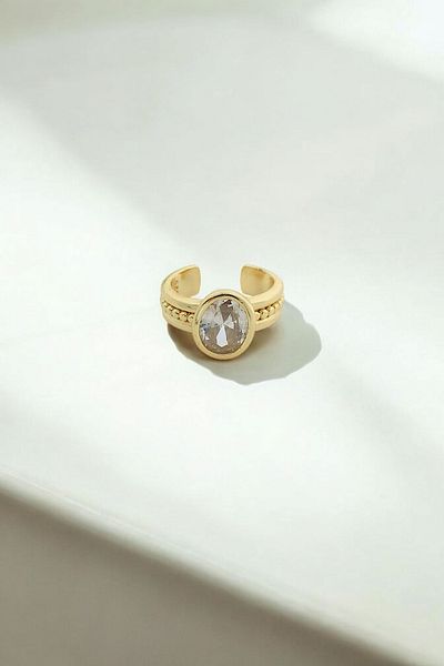 Çlk Accessories Premium Adjustable Oval Stone Ball Ring 1458