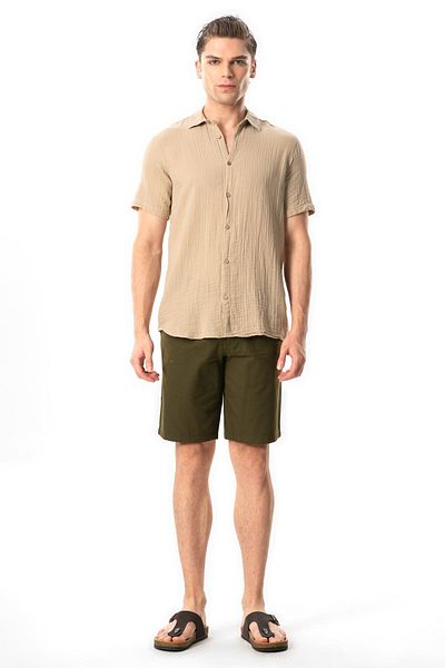 Eliş Şile Bezi Ανδρικό καλοκαιρινό πουκάμισο Mink Vzn Short Shalwar και Musesli
