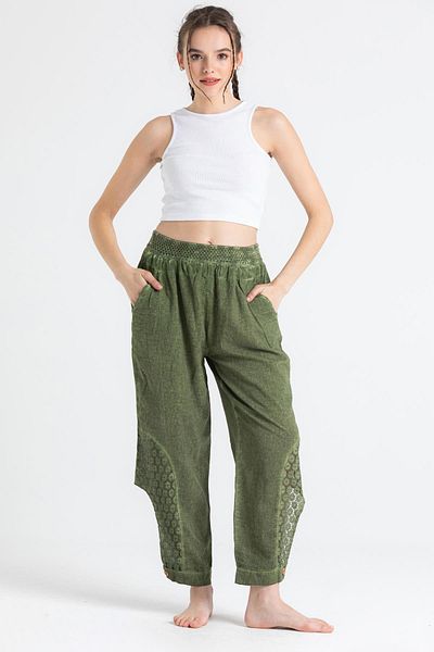 Eliş Şile Bezi Лятна шалварка Şile Cloth Esma Tied Khaki HK