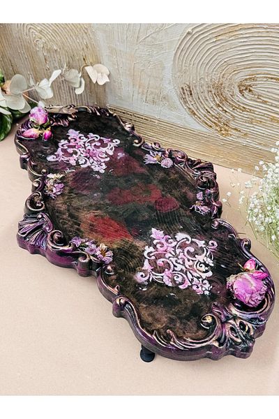 boybeyi Tray Presentation Tray Special Design Presentation Tray Wooden Tray with Foot Wooden Tray Epoxy Tray