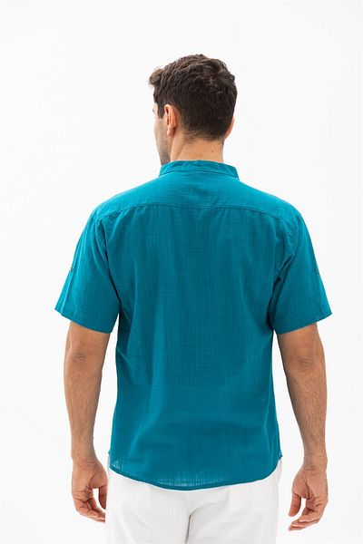 Eliş Şile Bezi Tricou bărbați de vară - Bodrum din bumbac slub cu mâneci scurte 3053