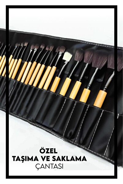 MUJGAN 24'lü Profesyonel Makyaj Fırça Seti Bambu Renk