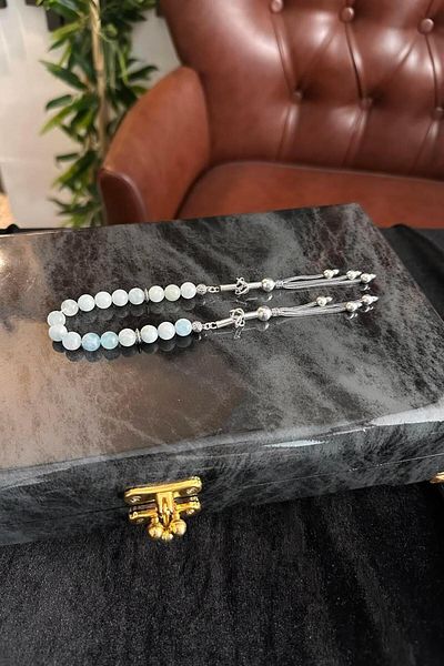 dergah tesbih سبحة زازا بتصميم فضي زبرجد
