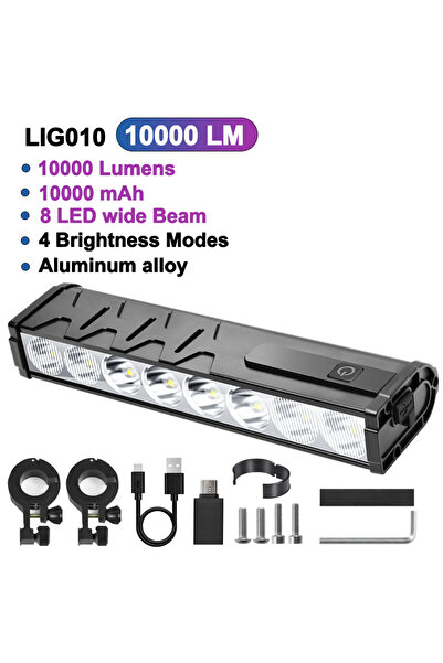 NEWBOLER مصباح دراجة أمامي LIG010 بقوة 10000 لومن، ببطارية 8000 مللي أمبير، و...