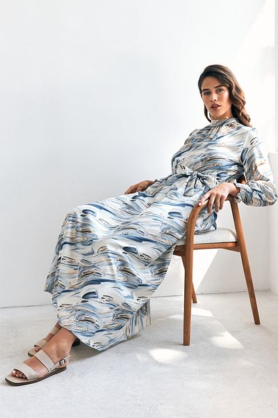 VAVİNOR Indigo Aura Patterned Dress