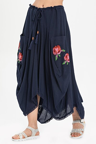 Eliş Şile Bezi Rumeli Şile Cloth Letní Autentická sukně Námořnická modrá Lcvt