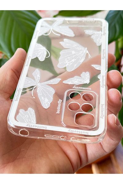 Fibaks جراب Redmi 10 2022 بتصميم منقوش لحماية الكاميرا وغطاء سيليكون ناعم مرن وشفاف على شكل فراشة
