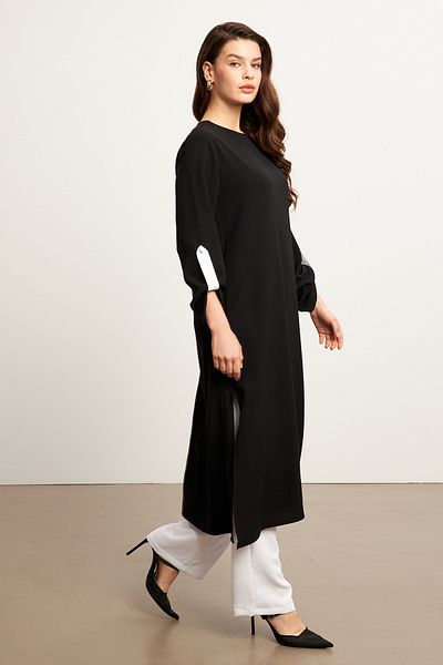 VAVİNOR Afra Tunic Trousers Set - Black White