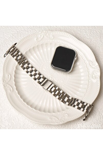 Choice6 S10-46 45 44 42 49 مم 01 حزام رفيع فضي اللون لساعة Apple Watch Band 4...