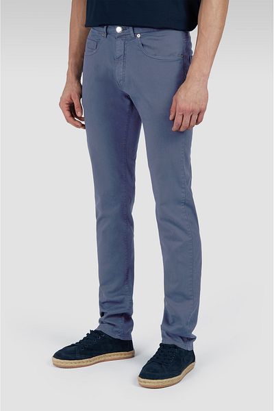 PAUL&SHARK Men's Regular Fit Cotton Regular Waist Straight Leg Blue Trousers 25414021 -635