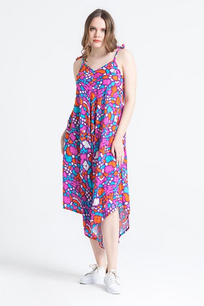 Eliş Şile Bezi Strappy Voile Selin, Summer Jumpsuit Abstract Purple Syt Purple