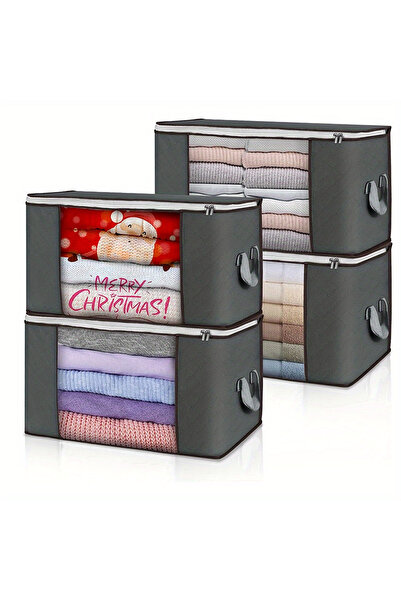 Choice Gray-4PC 4/6/8pcs Durable Storage Bags with Handles - Foldable Closet ...