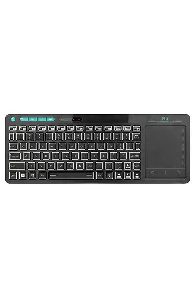 Choice لوحة مفاتيح وماوس وسائط متعددة Rii K18s Mini لاسلكية مزودة بإضاءة خلفية ملونة مزودة بخاصية البلوتوث وقابلة لإعادة الشحن K