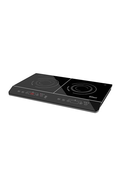 Zilan Plita cu inductie Zilan ZLN8088 Neagra, doua ochiuri, putere 3500W, geam din cristal negru