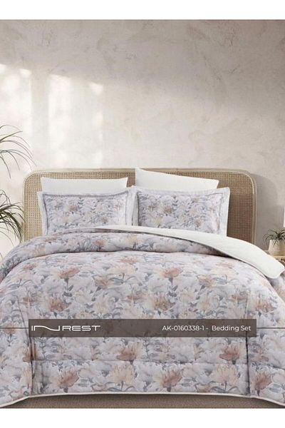 INREST 6-Piece Bedding Set – Includes King Comforter (230×250 cm) Microfiber Gray