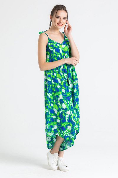 Eliş Şile Bezi Strappy Voile Selin Summer Jumpsuit Abstract Grass Yşl Syt Çmn