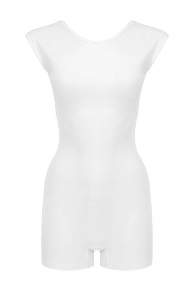 La Sarta Salopetă Como cu dungi albe și mini pantaloni scurți cu spatele decoltat
