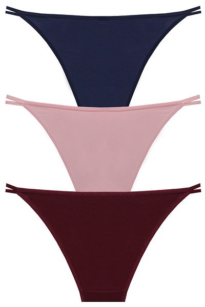 papatya lingerie 3'' Economic Package Waist Heart Buckle Multicolor Panties Navy Blue Powder Burgundy
