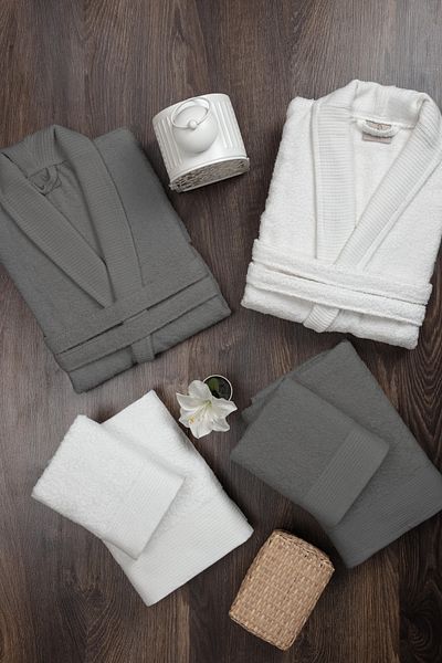 ZEBRA CASA Hera 6 Piece Striped Shawl Collar Family Bathrobe Set