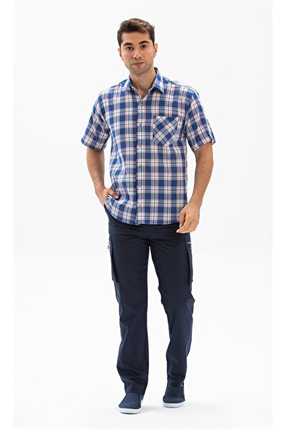 Eliş Şile Bezi Короткий рукав, шильська тканина, одна кишеня, чоловіча літня сорочка Saks Ekose 3060