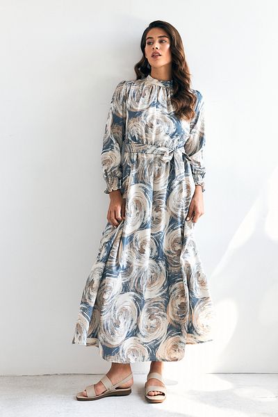 VAVİNOR Indigo Rabella Patterned Dress