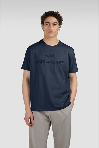 PAUL&SHARK Tricou pentru bărbați Ton Sur Ton Logo brodat din bumbac Blue1 25411042-013