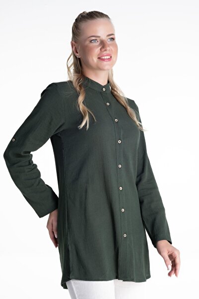 Eliş Şile Bezi Tunica verde Ysl Şile din pânză pentru femei