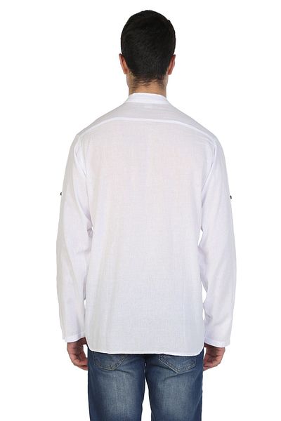 Eliş Şile Bezi Μακρυμάνικο Şile Πανί Bodrum Ανδρικό T-shirt Λευκό 9001