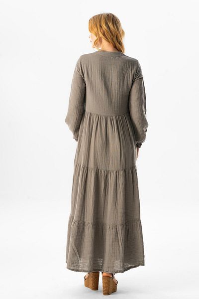 Eliş Şile Bezi Long Arm Sezen Seasonal Muslin Ferace Gray Gray