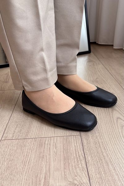 ALTUNTAŞ Women's Black Flat Ballerinas - Lightweight, Comfortable and for Daily Use