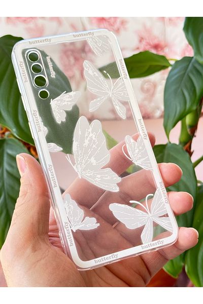 Fibaks غلاف Galaxy A50/A30s متوافق مع Galaxy A50/A30s مصمم بنقوش فراشة شفافة وغطاء سيليكون مرن وناعم ومرن