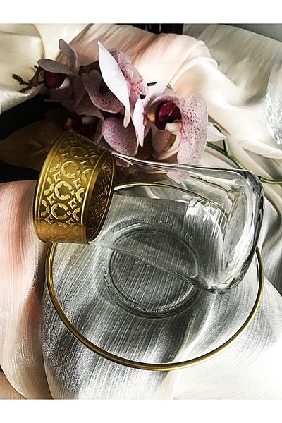 DECOSTYLE Tulip Pasabahce Gold Glass 12 Piece Tea Set