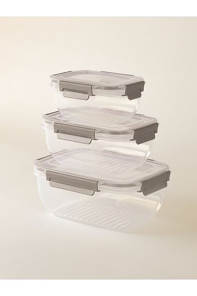 Minihol Nesty 3-Piece Rectangular Storage Container Gray