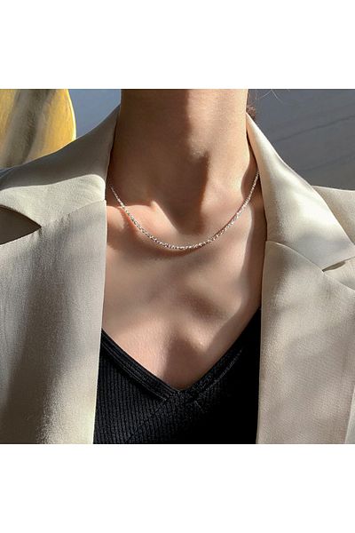 Choice Steel color New Trendy Sparkling Silver Color Choker Necklace for Women Elegant Clavicle Chain Neckl