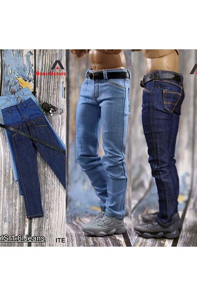 Choice Acn001b Blue Acntoys Acn001 1/6 Scale Male Slim Jeans Pants Trousers Clothes Model Fit 12 Inch Sol