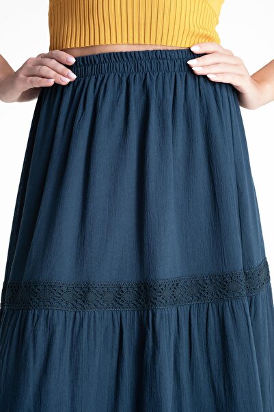 Eliş Şile Bezi Lacy Summer Skirt - Petrol Ptrl Long Sile Cloth