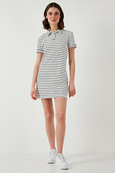 Lela Çizgili Slim Fit Mini Boy Düğmeli Polo Yaka Kısa Kollu Elbise ELBİSE 5866151