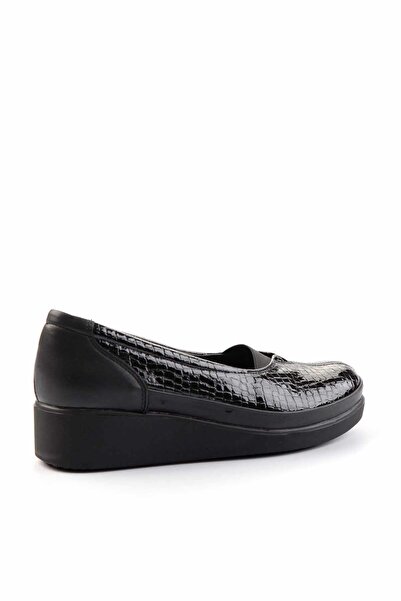 Bambi Shiny Black Crocodile Genuine Leather Women's Casual Shoes01586060111