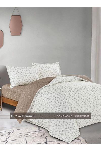 INREST طقم سرير أنيق مكون من 4 قطع - لحاف فردي (170×230 سم) 100% قطن.