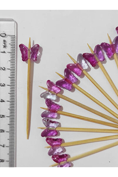 BEYHAN BAYHAN 50 Adet Dekoratif Rengarenk Kelebek Boncuklu Kokteyl Kürdanı 6 ...