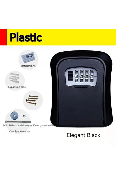 Choice plastic black Wall Mount Key Lock Box 4 Digit Password Code Security Lock No Key for Home Office Key