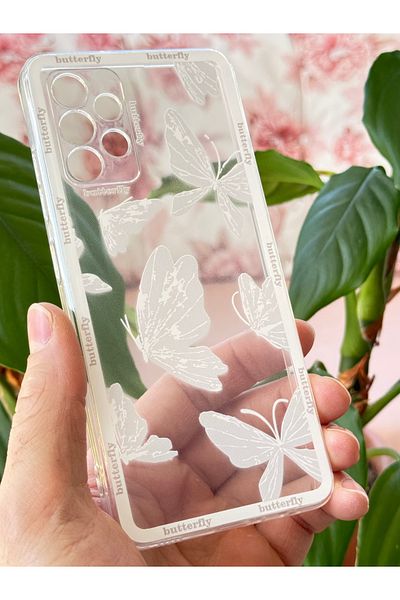 Fibaks حافظة متوافقة مع هاتف Galaxy A32 بتصميم نمط حماية للكاميرا وغطاء سيليكون ناعم ومرن على شكل فراشة