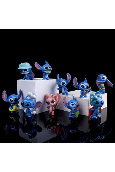Choice 10pcs Beige 10Pcs/Set Disney Anime Lilo and Stitch figures Toys Lovely Stitch Hand With Scrump Model