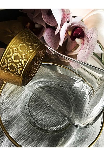 DECOSTYLE Tulip Pasabahce Gold Glass 12 Piece Tea Set