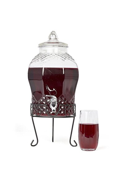 Biradlı Cam Şerbetlik Musluklu 6 Litre