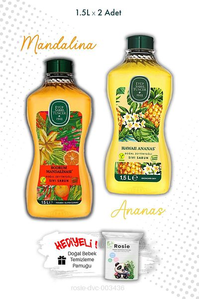 Eyüp Sabri Tuncer Hawaiian Pineapple & Bodrum Tangerine Liquid Soap 1.5L & Rosie