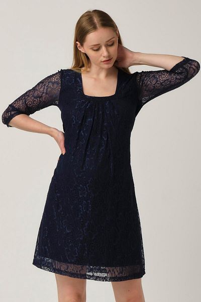 BUSA Navy Blue Maternity Lace Dress